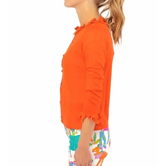 Gretchen Scott Breakfast at Tiffany’s Burnt Orange Bow Cardigan - Picture 2 of 5